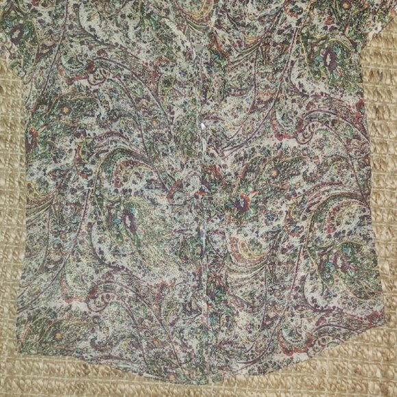 LOFT Paisley Button Down Shirt - Green and Purple - Picture 5 of 10